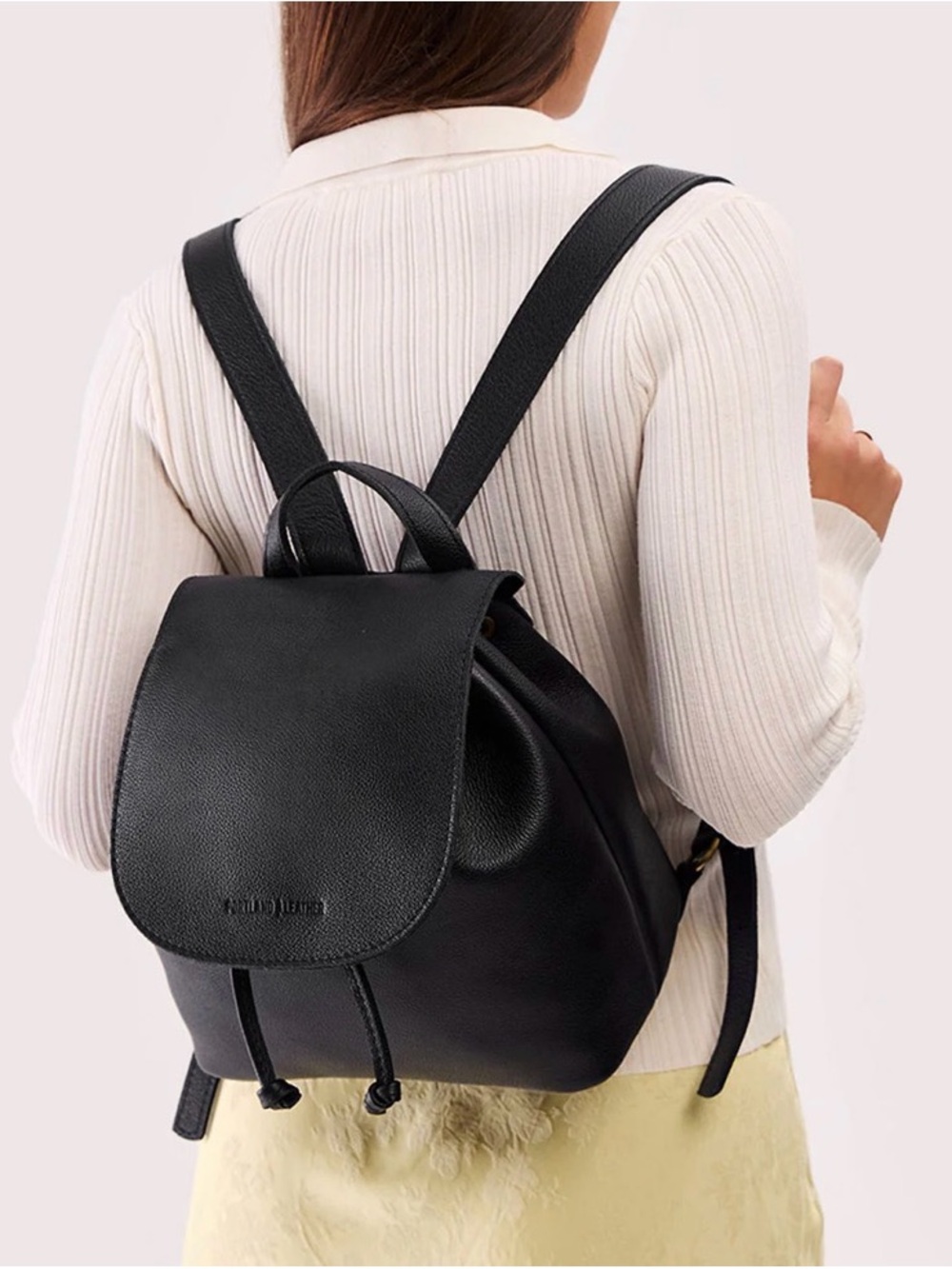 Portland Leather Bucket Backpack - Black Pebble Leather